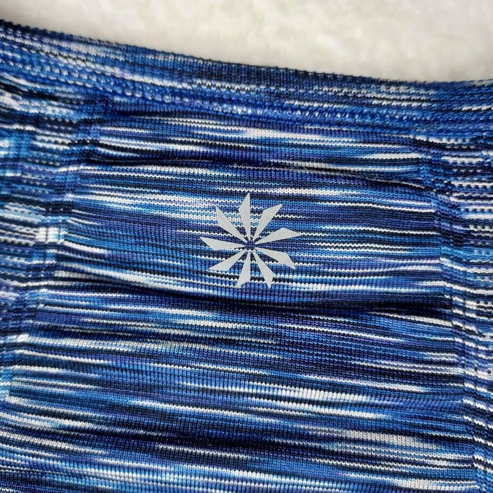 Athleta Women's Medium Blue Space Dye Workout Running Shirt Ruched Sides - Picture 4 of 9